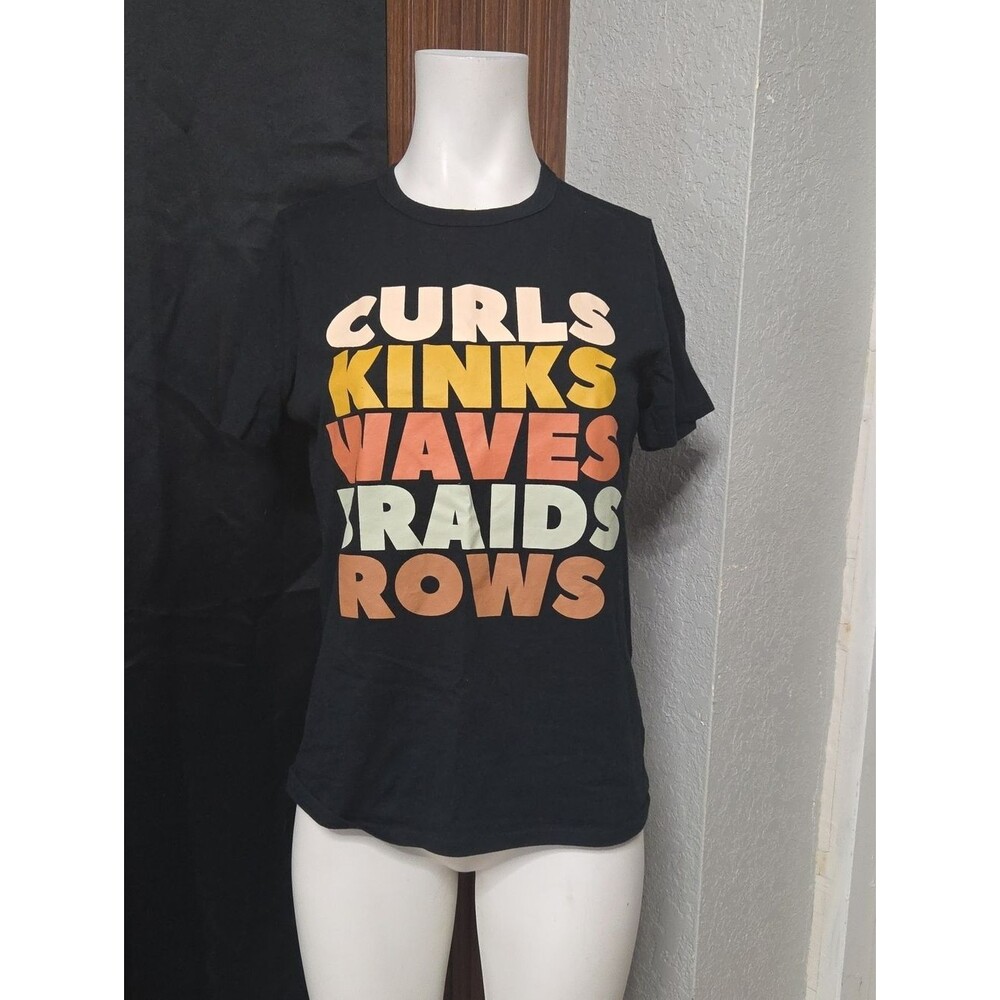 Well Worn Black Kids Tee with Multicolor Retro Text Medium Size